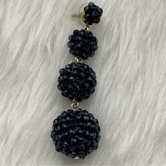 J. Crew Pave Resin Earrings Navy Blue - New - Picture 5 of 6